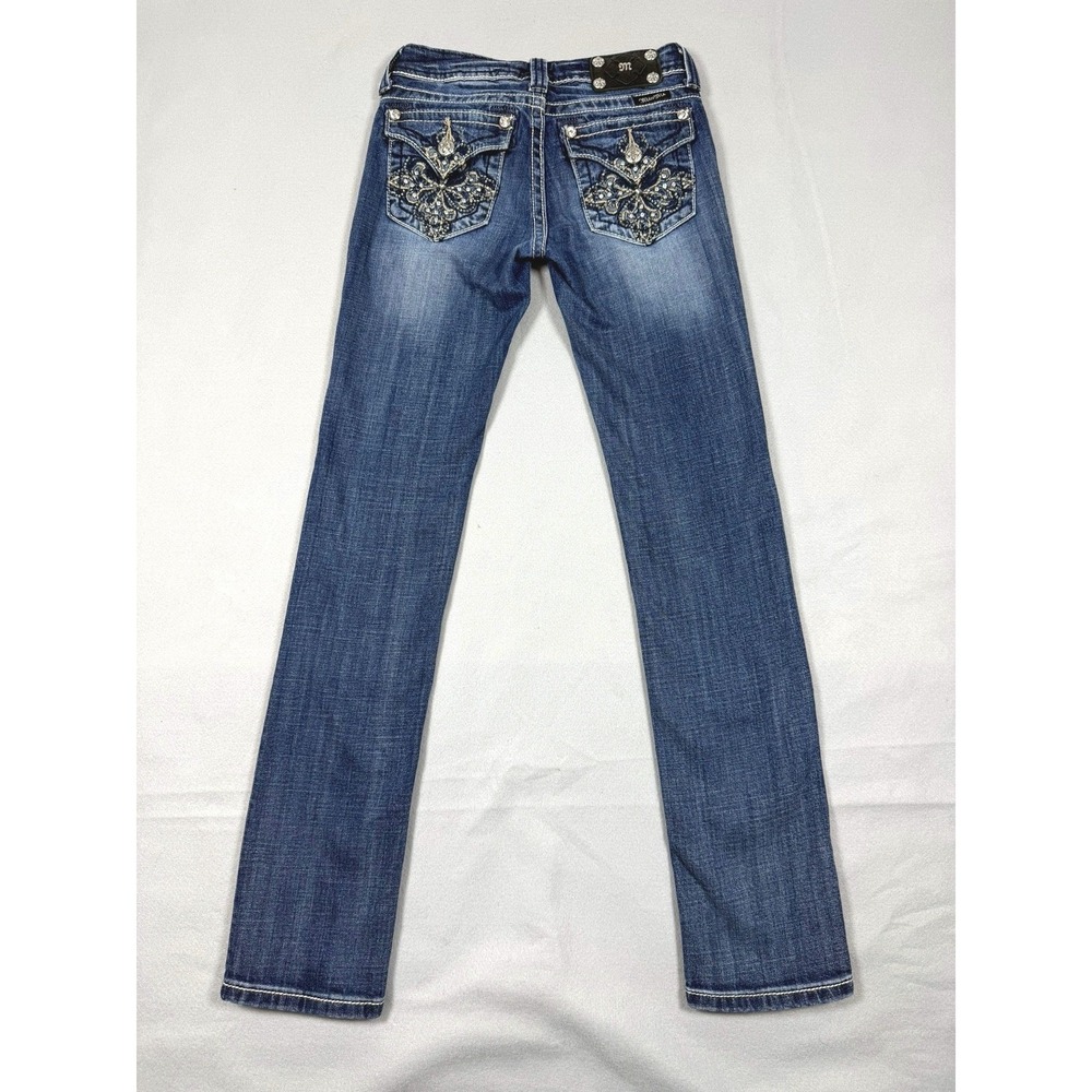Miss Me Skinny Jeans Dark Wash Rhinestone Embellished‎ Junior Size 14 JK5335S7